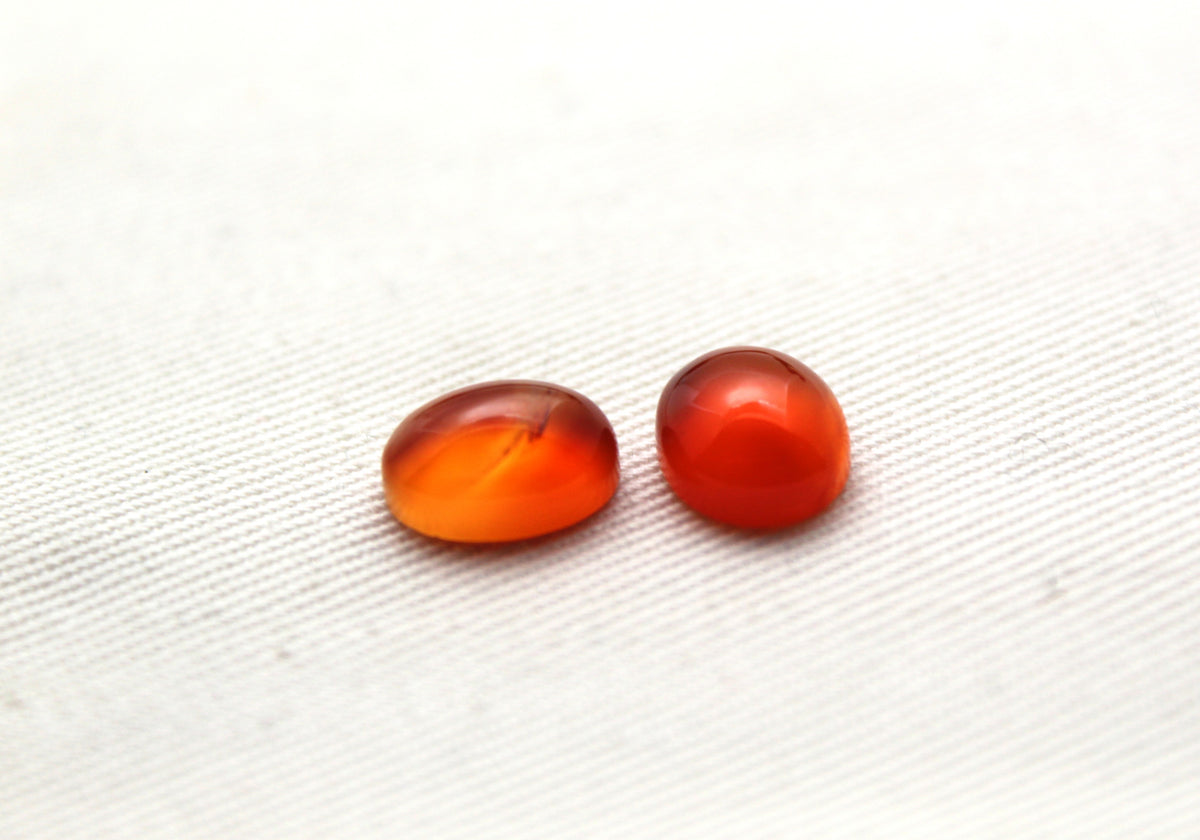 TWO Oval Carnelian Cabochons 8x10MM