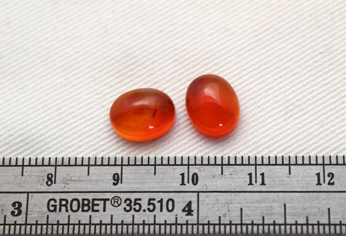 TWO Oval Carnelian Cabochons 8x10MM