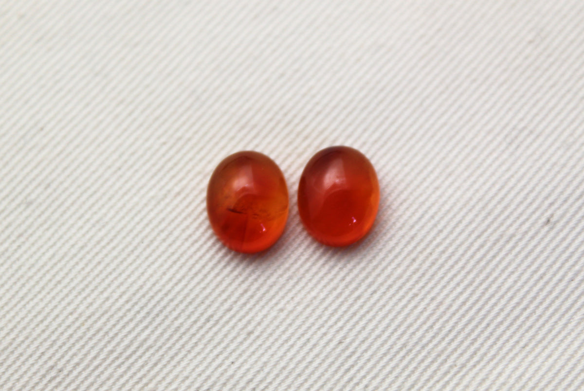 TWO Oval Carnelian Cabochons 8x10MM