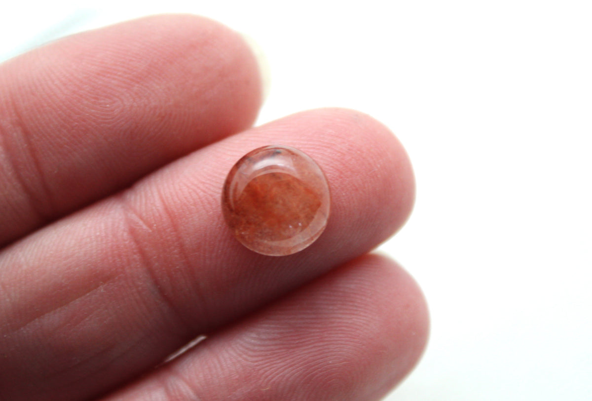 TWO Hematoid Quartz cabochons round Gemstones 10MM