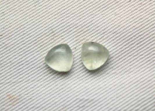 TWO prehnite cabochons Gemstones Trillion 8MM