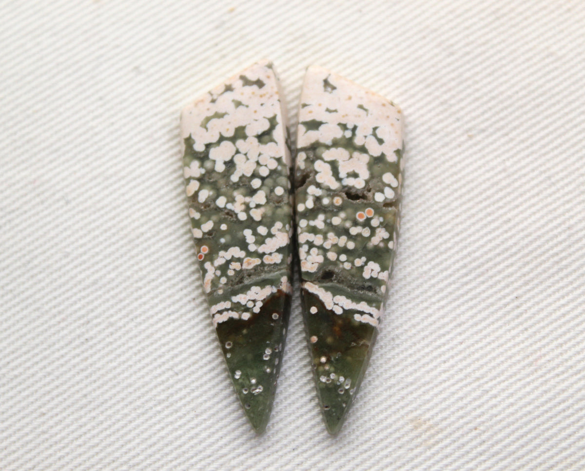 River Jasper Cabochon Pair Gemstone green