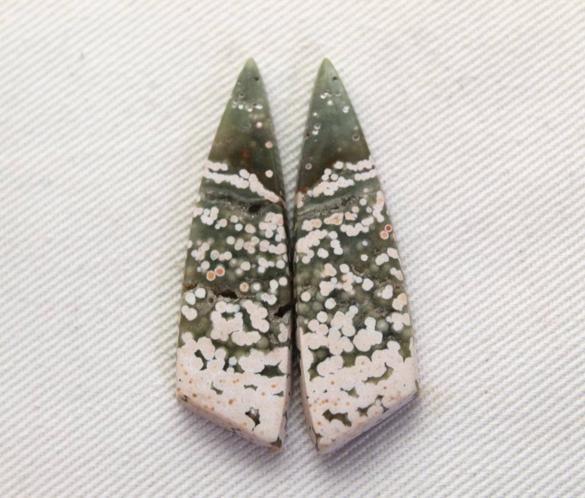 River Jasper Cabochon Pair Gemstone green