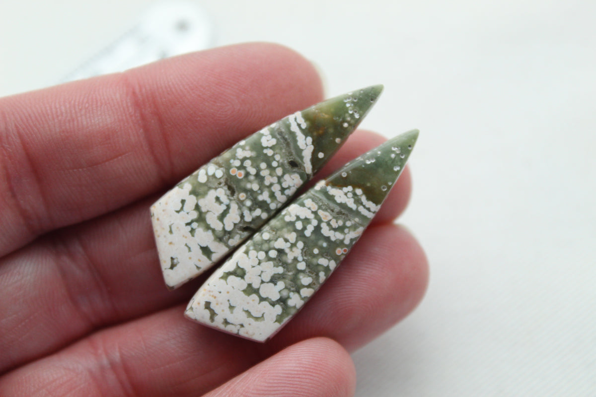 River Jasper Cabochon Pair Gemstone green