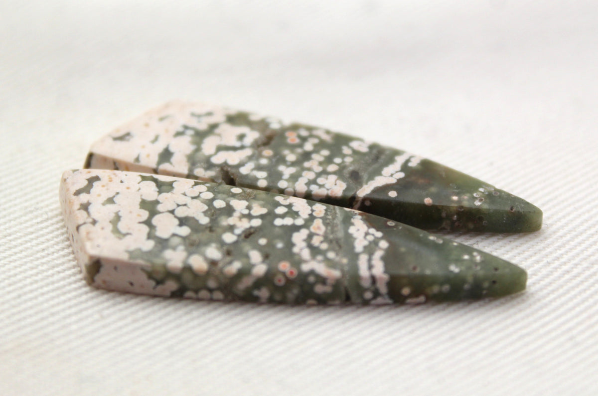 River Jasper Cabochon Pair Gemstone green