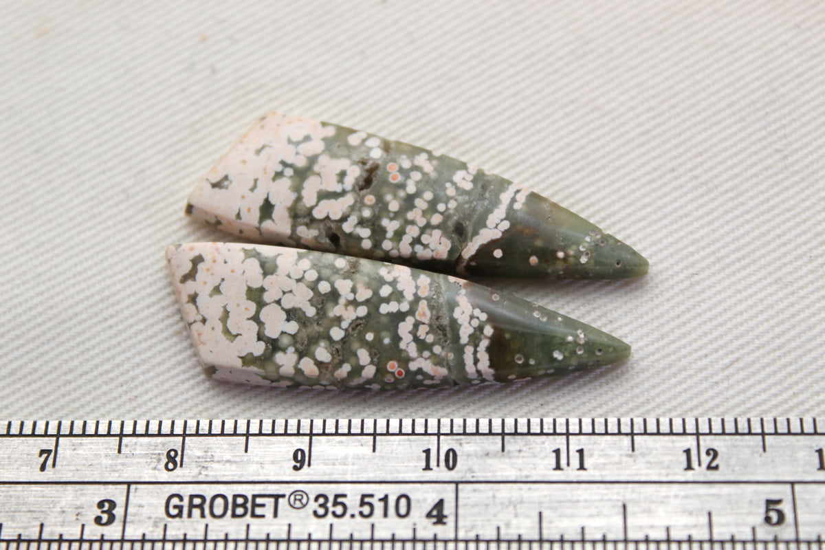 River Jasper Cabochon Pair Gemstone green