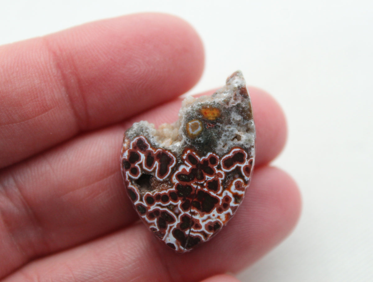 River Jasper Cabochon Gemstone red with Druzy