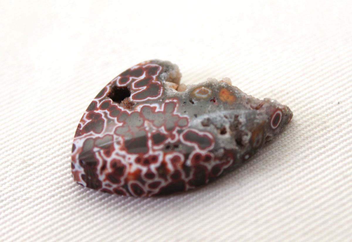 River Jasper Cabochon Gemstone red with Druzy