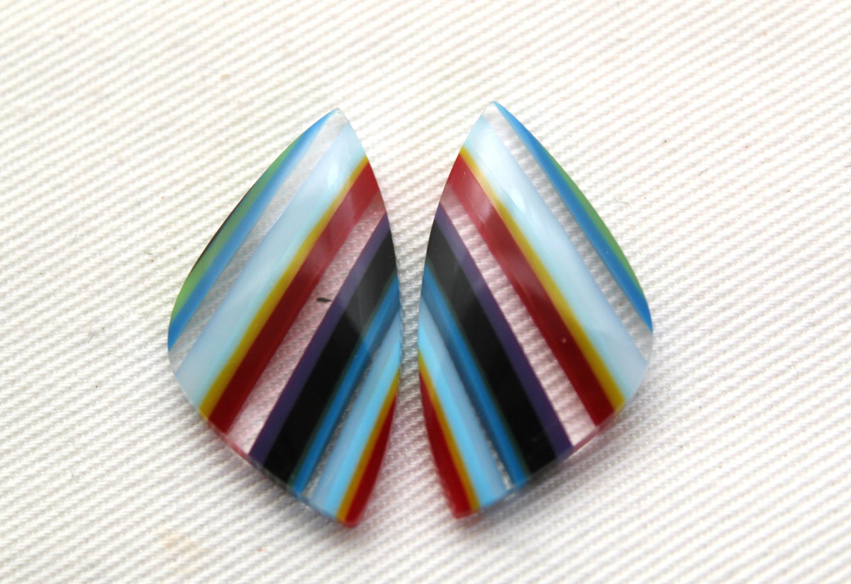 Surfite Cabochon Pair multicolors freeform