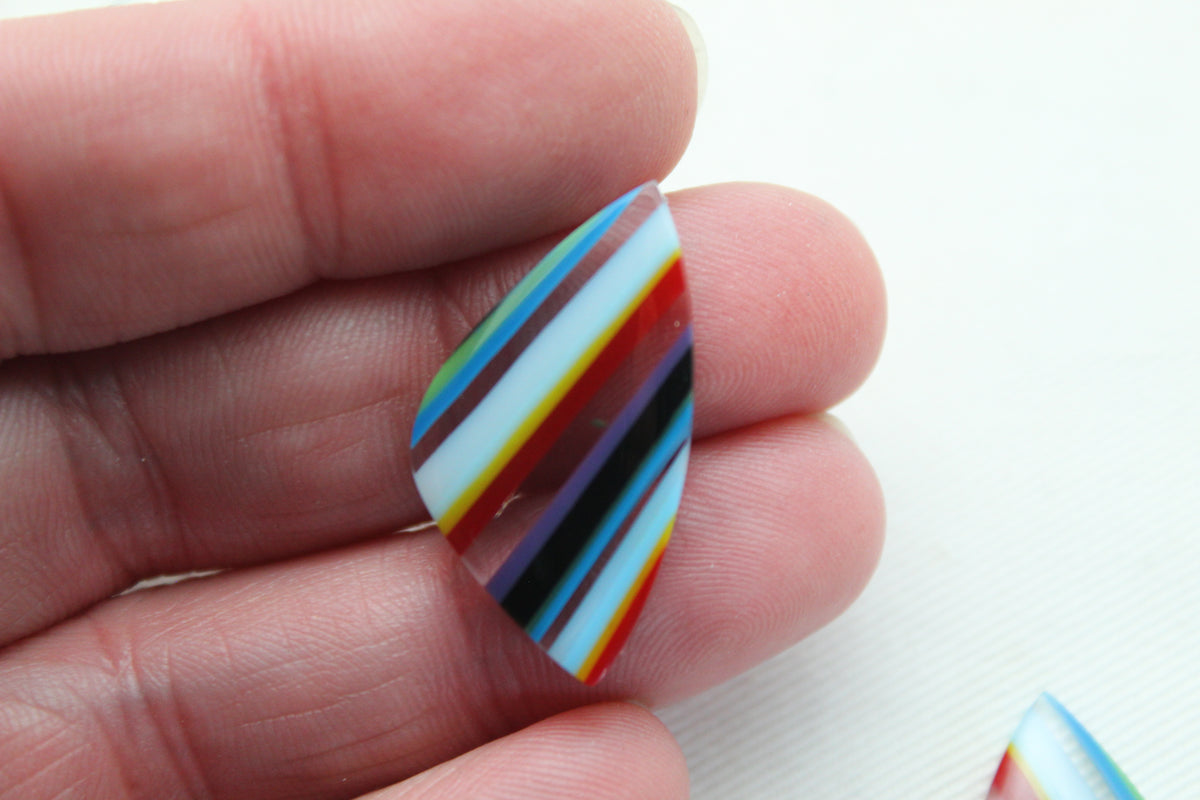 Surfite Cabochon Pair multicolors freeform