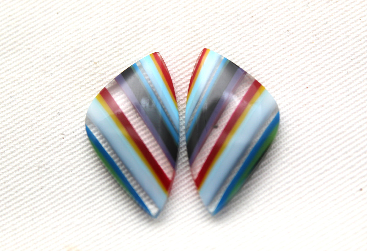 Surfite Cabochon Pair multicolors freeform