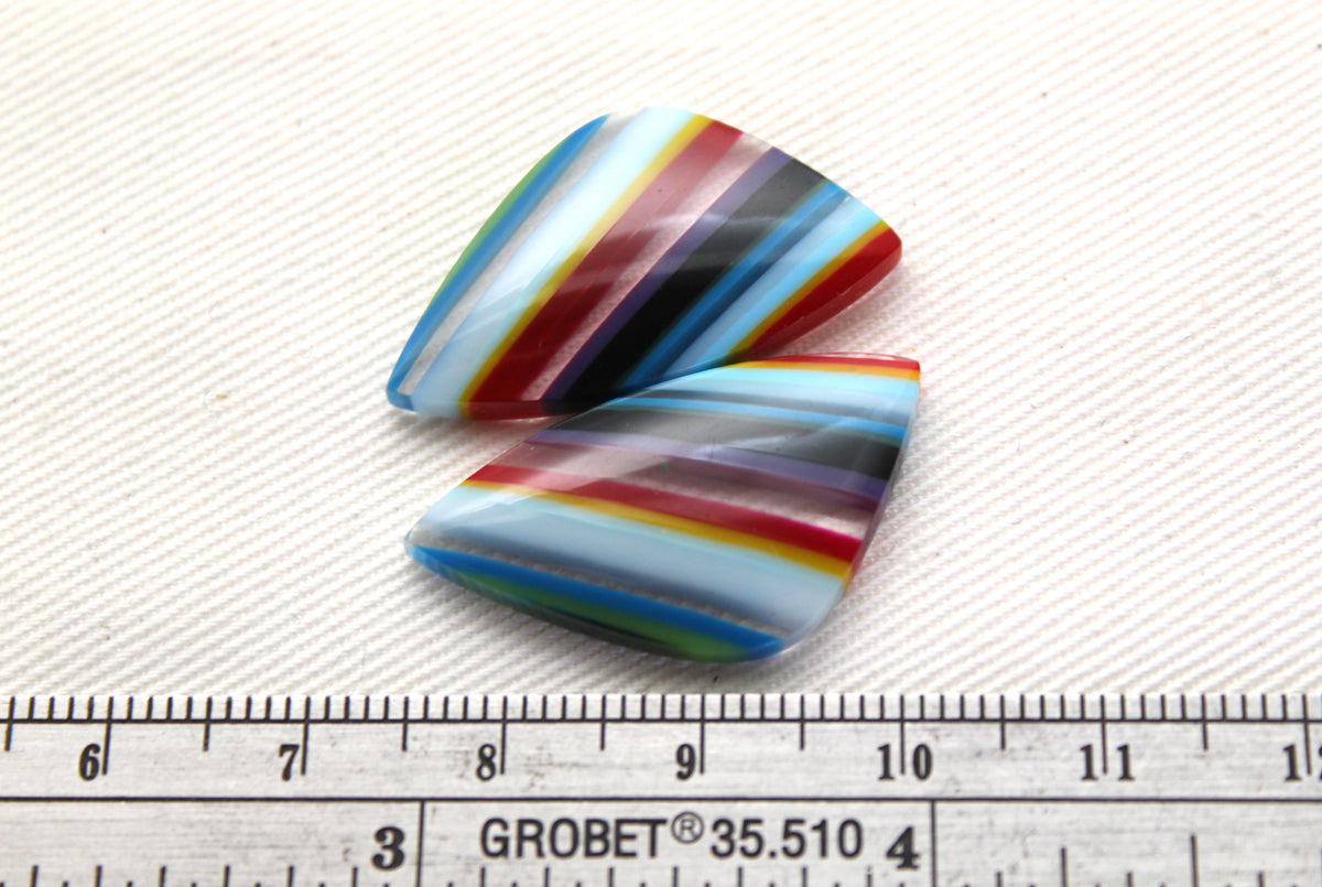 Surfite Cabochon Pair multicolors freeform