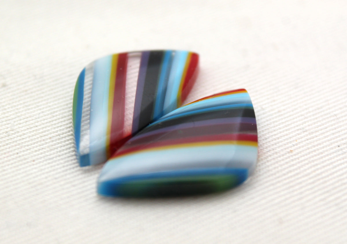Surfite Cabochon Pair multicolors freeform