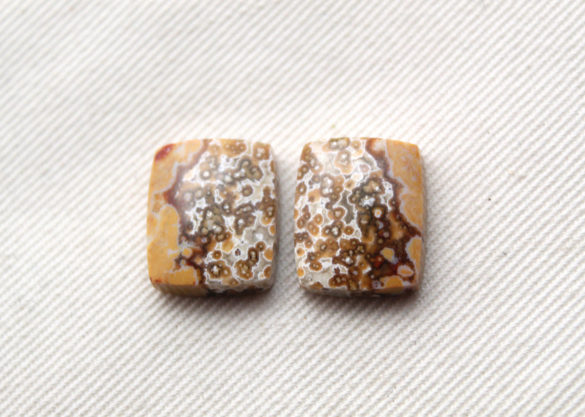 SMALL River Jasper Cabochon Pair Gemstone rectangle cushion