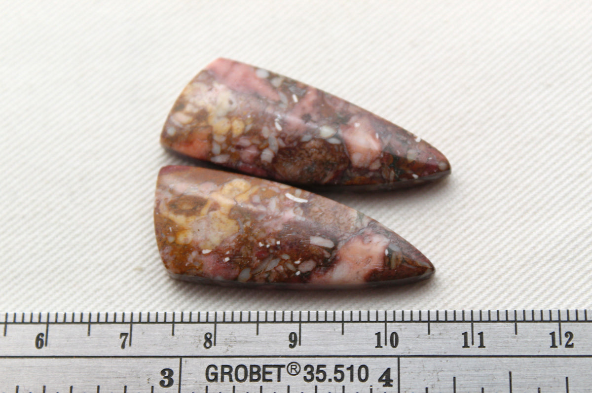 Rose Garden Jasper Cabochon Pair Gemstone