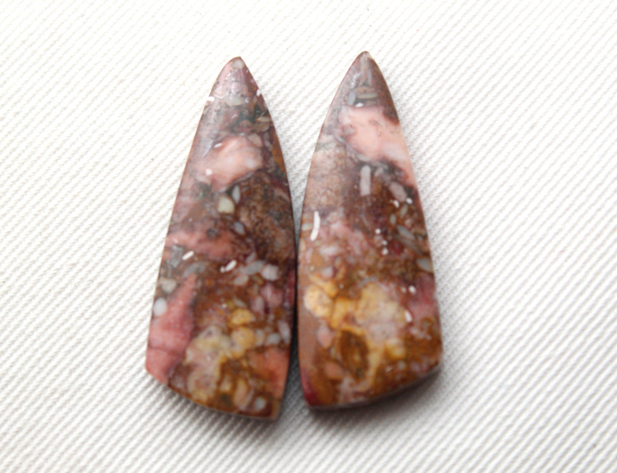 Rose Garden Jasper Cabochon Pair Gemstone