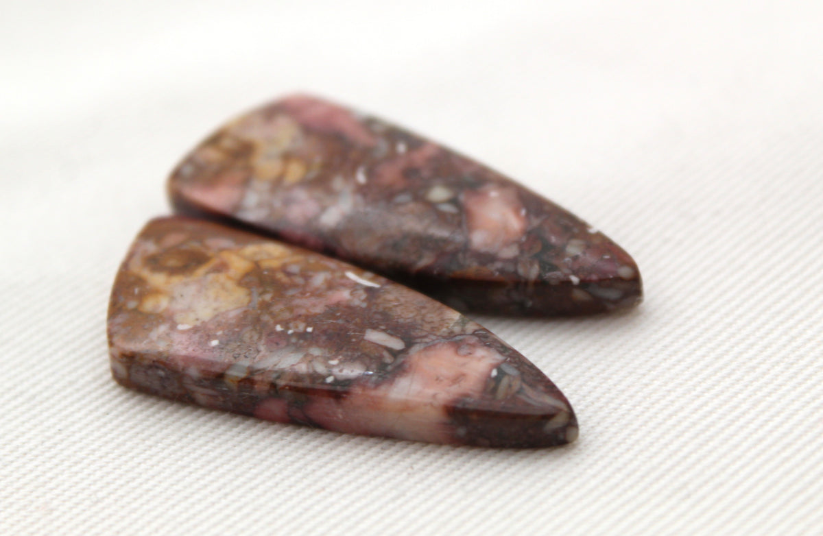 Rose Garden Jasper Cabochon Pair Gemstone