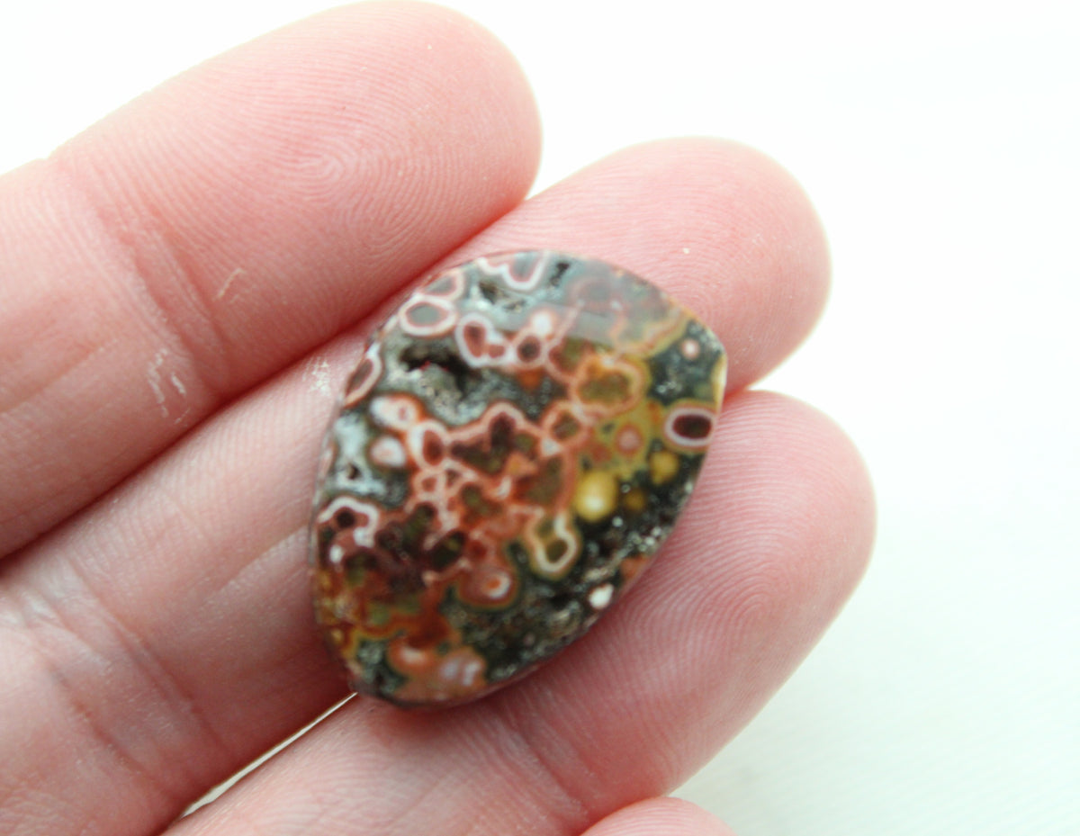 River Jasper Cabochon Gemstone red with Druzy