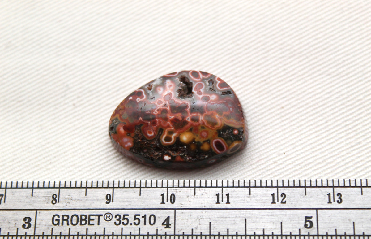 River Jasper Cabochon Gemstone red with Druzy