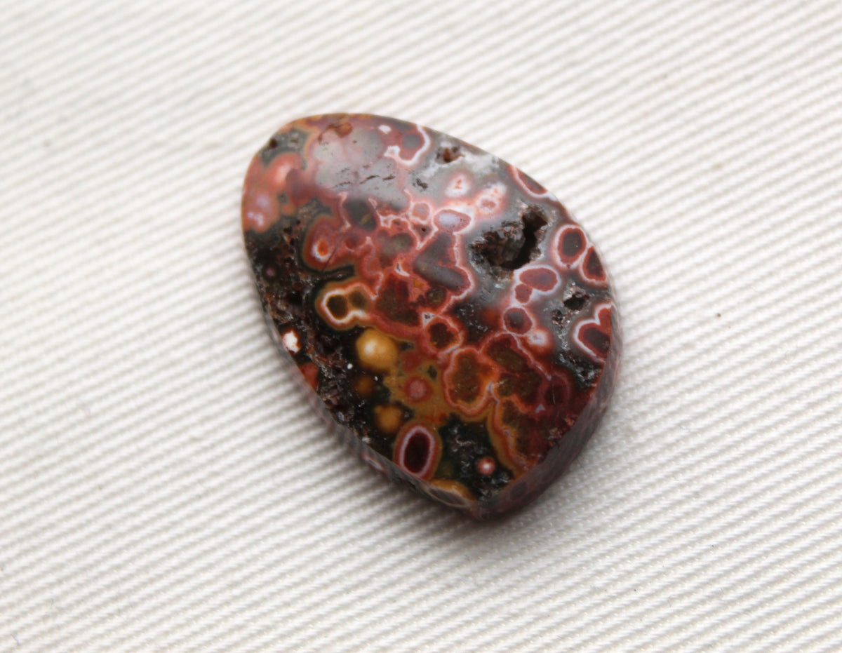 River Jasper Cabochon Gemstone red with Druzy