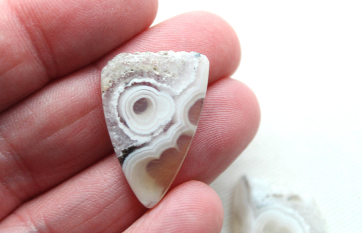 Orbicular Agate Cabochons Pair Gemstone natural druzy edges