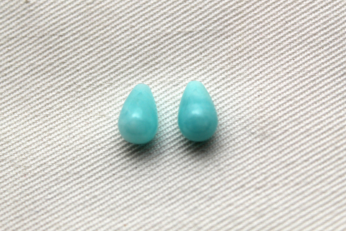 TWO Amazonite half drilled teardrop 6X10MM gemstones