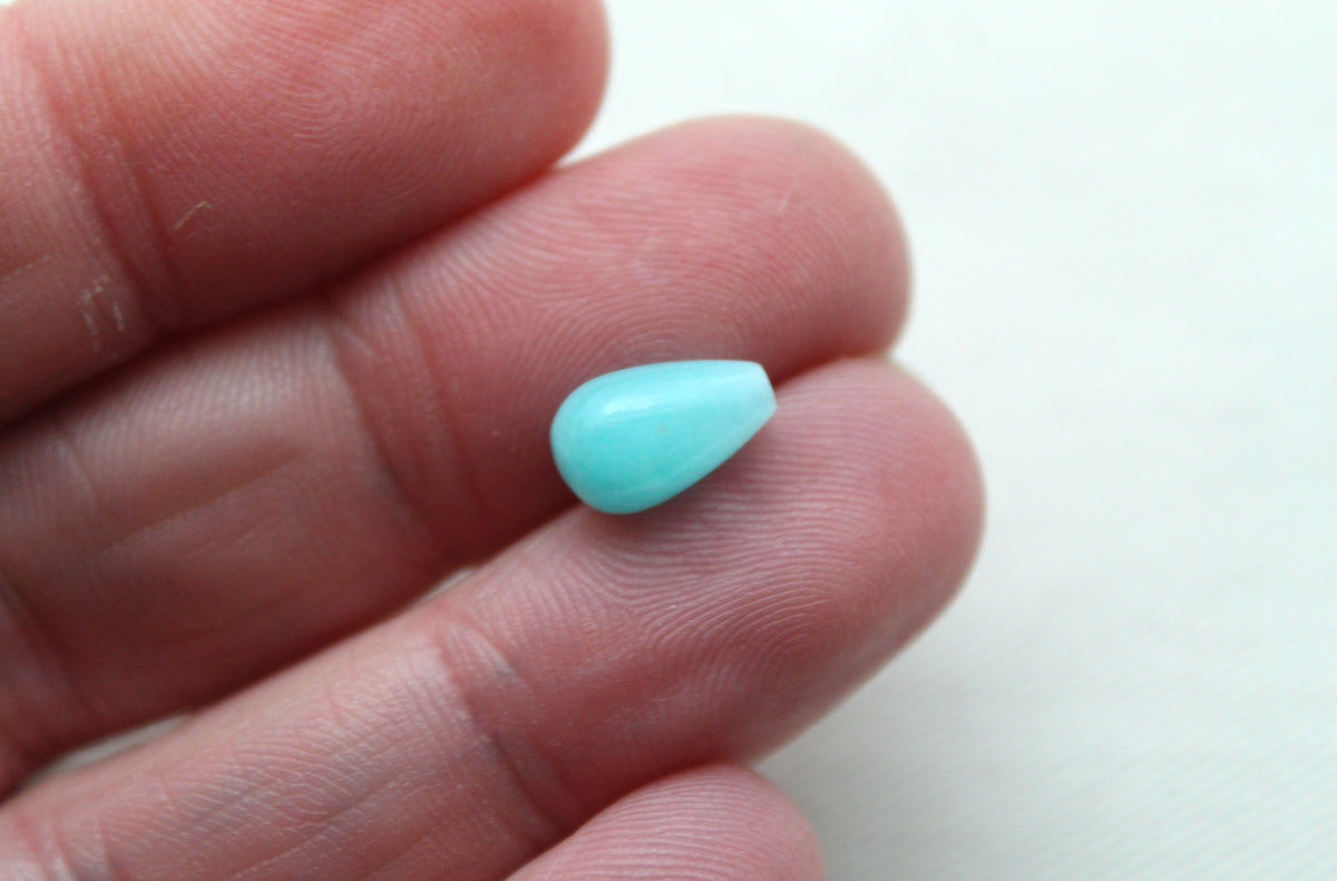 TWO Amazonite half drilled teardrop 6X10MM gemstones