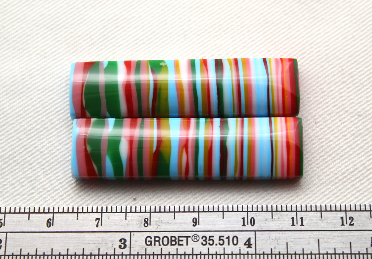 Large Surfite Cabochon Pair multicolors rectangle