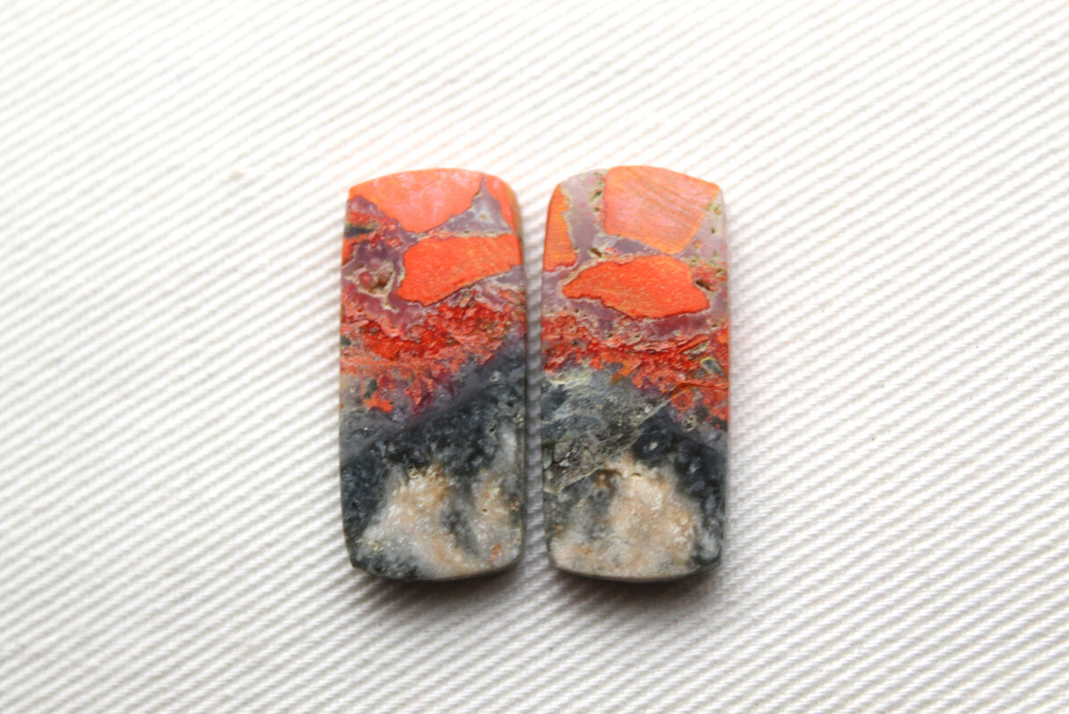 Small pair Lava Flow Jasper cabochon Gemstone