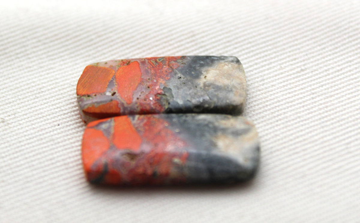 Small pair Lava Flow Jasper cabochon Gemstone