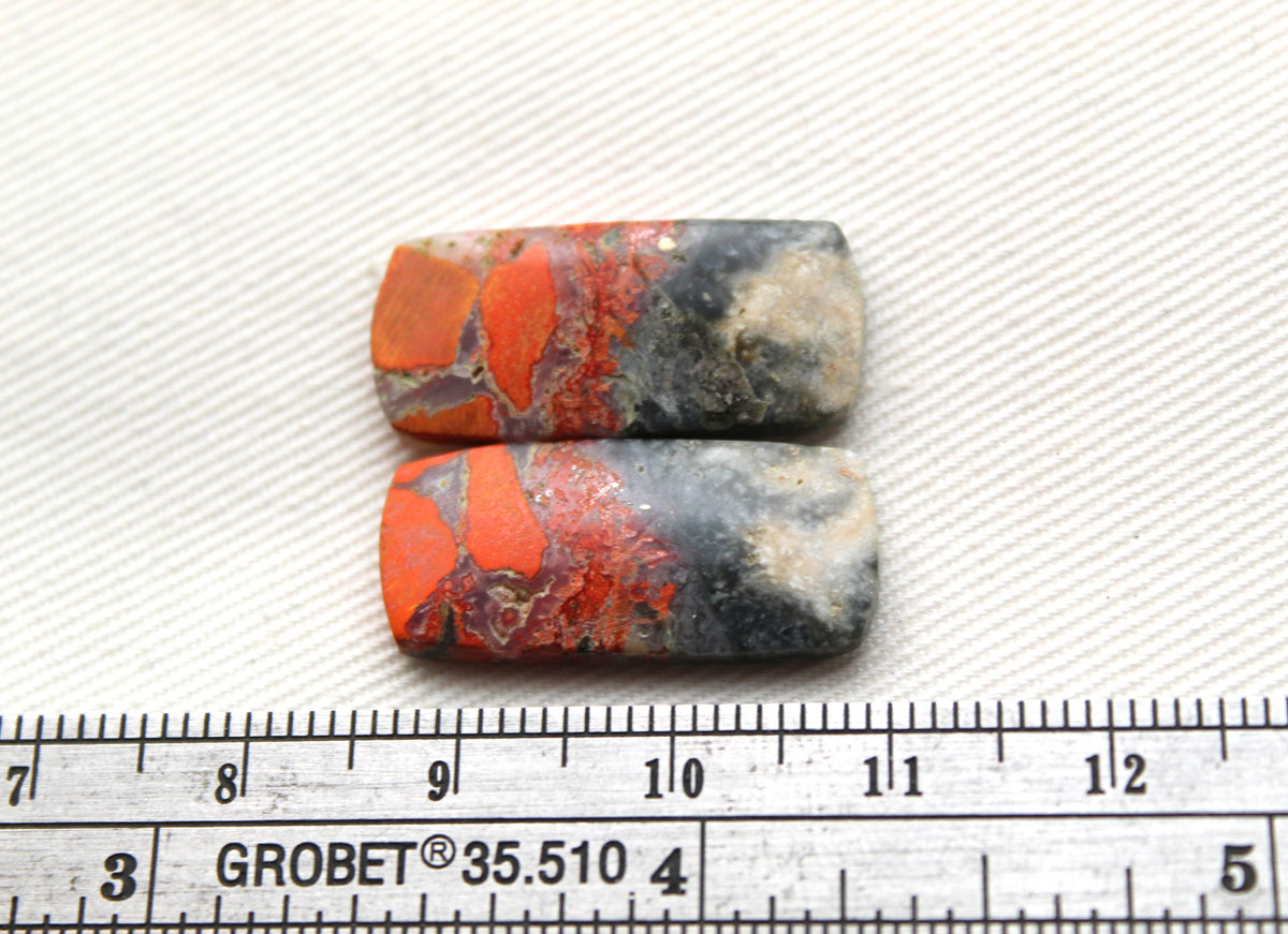 Small pair Lava Flow Jasper cabochon Gemstone