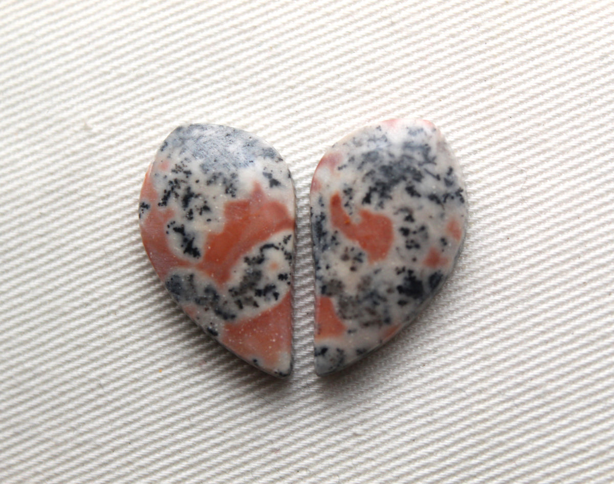 Small Dendritic Jasper Cabochon Pair Gemstone