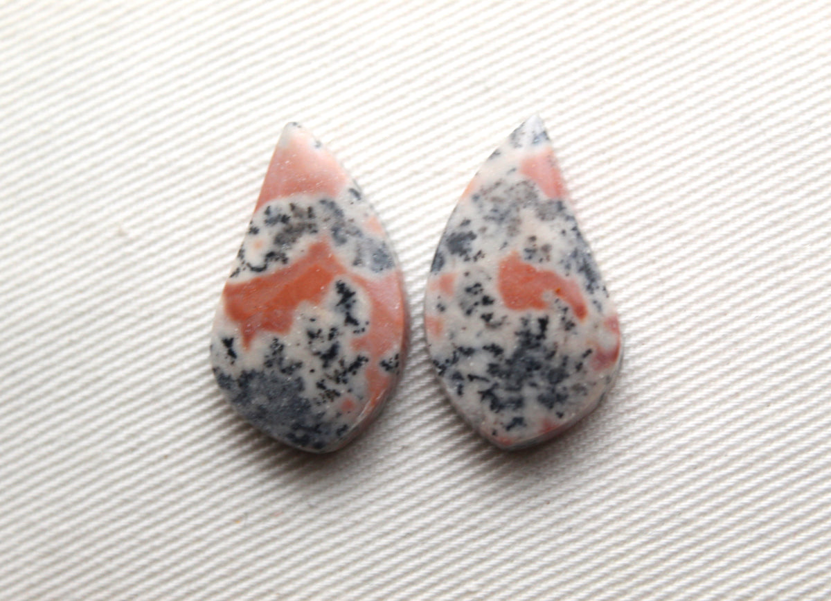 Small Dendritic Jasper Cabochon Pair Gemstone