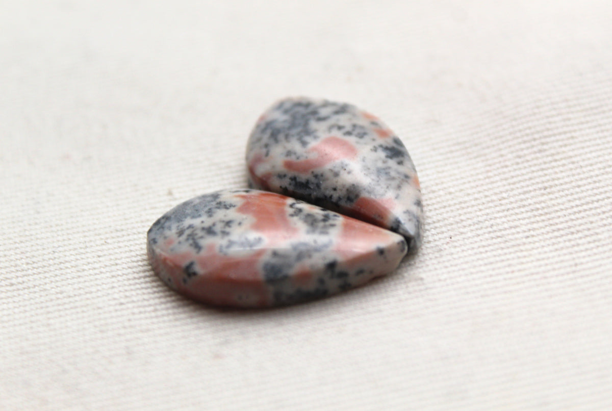 Small Dendritic Jasper Cabochon Pair Gemstone
