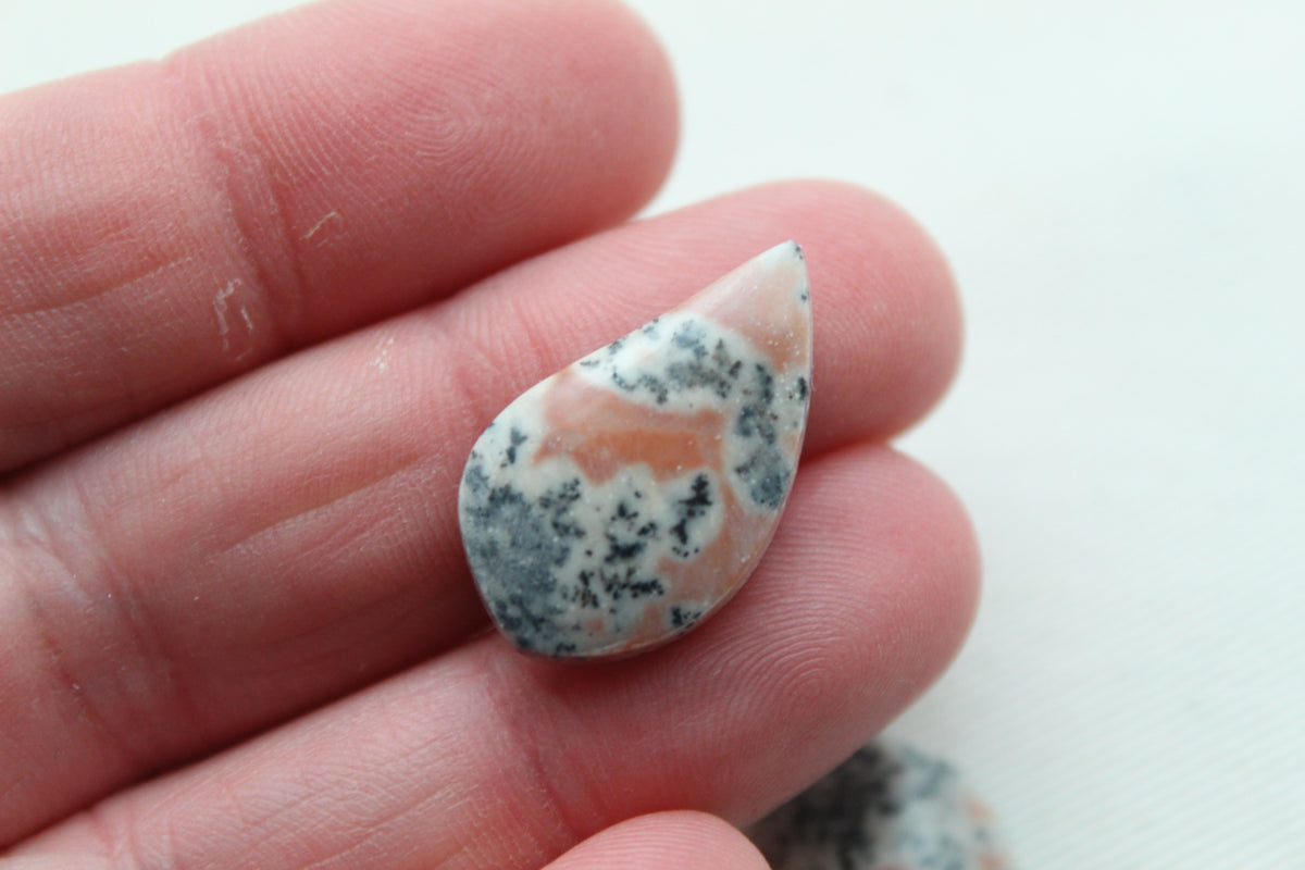 Small Dendritic Jasper Cabochon Pair Gemstone