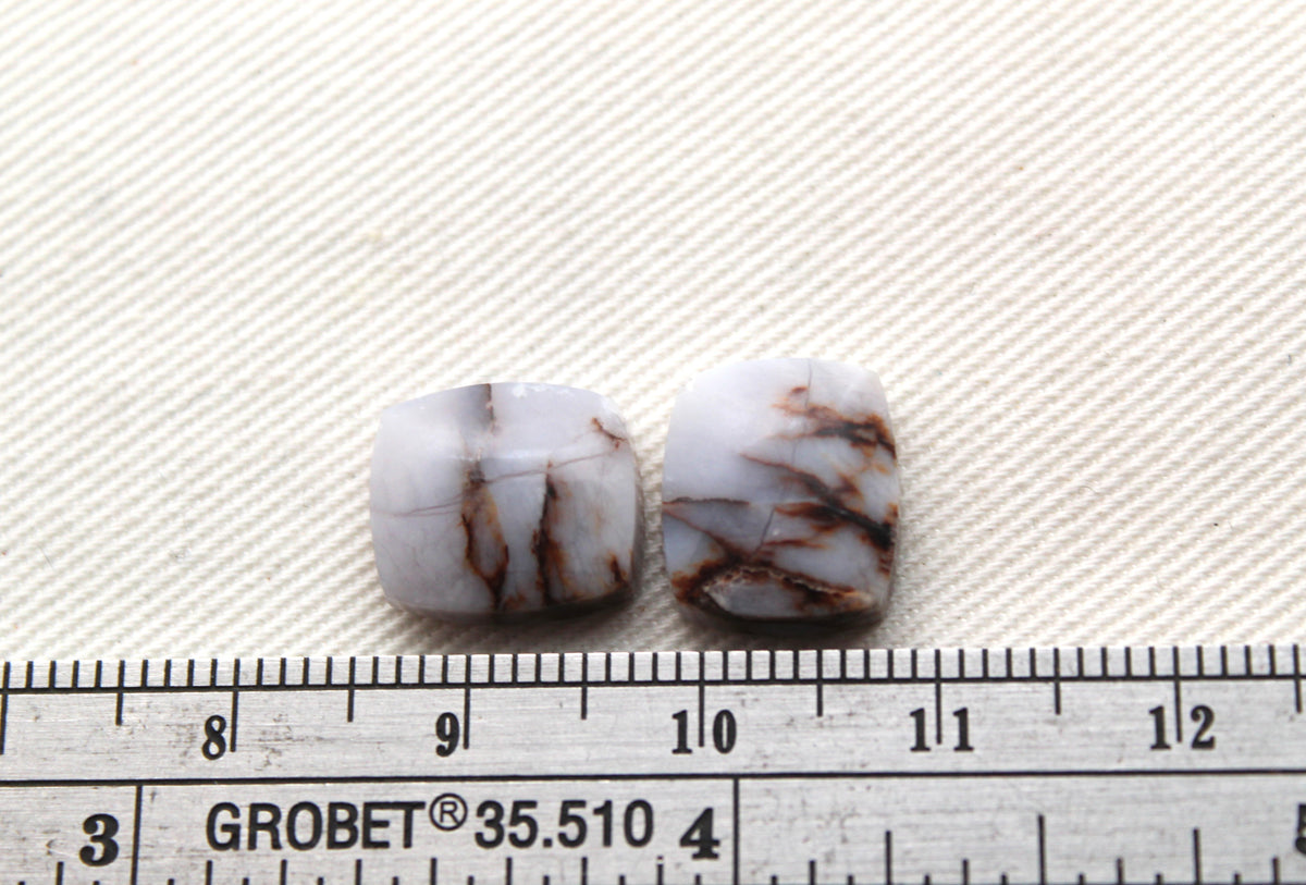 Mini Crazy Chalcedony cabochons Pair purple cushion rectangle