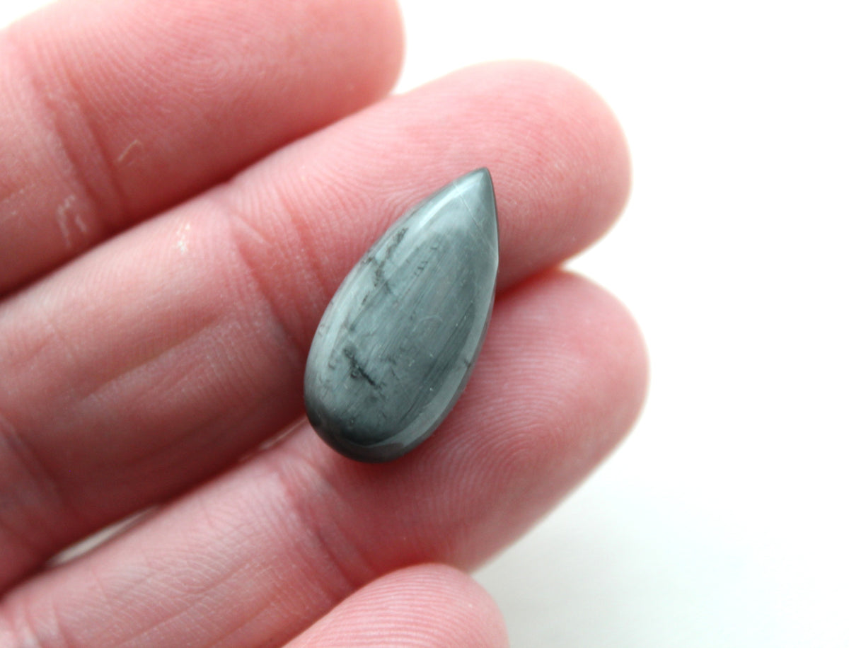 TWO Cabochon oeil de crapaud Gemstone gris larme 20x10MM