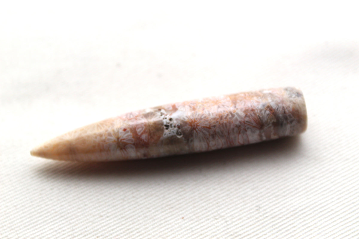 Pink beige Coral bullet Gemstone 60MM UNDRILLED