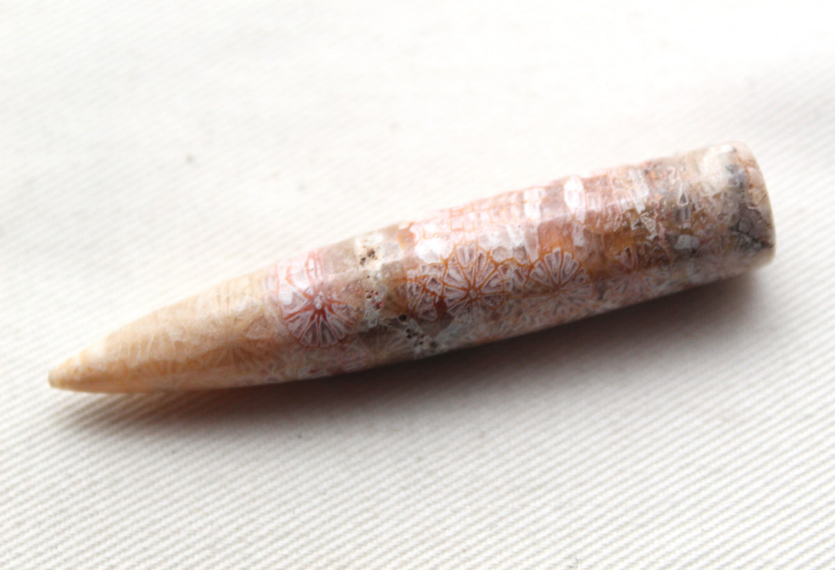 Pink beige Coral bullet Gemstone 60MM UNDRILLED
