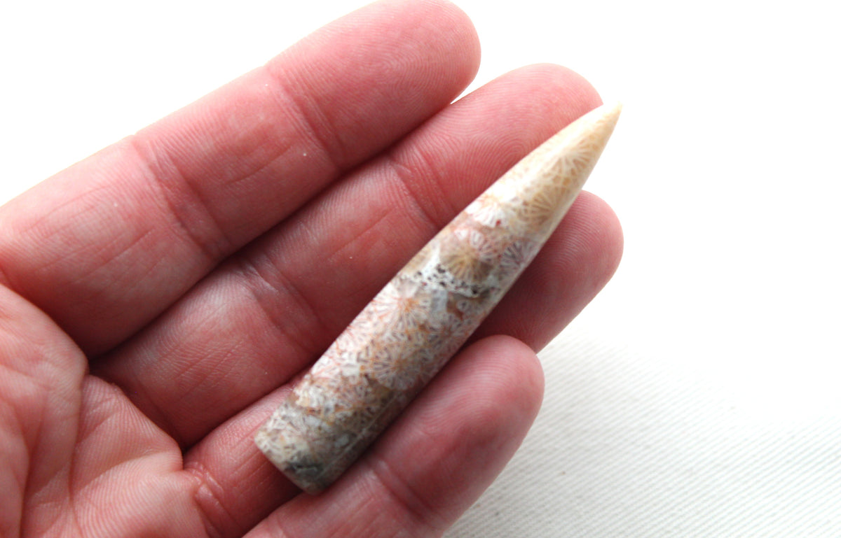 Pink beige Coral bullet Gemstone 60MM UNDRILLED