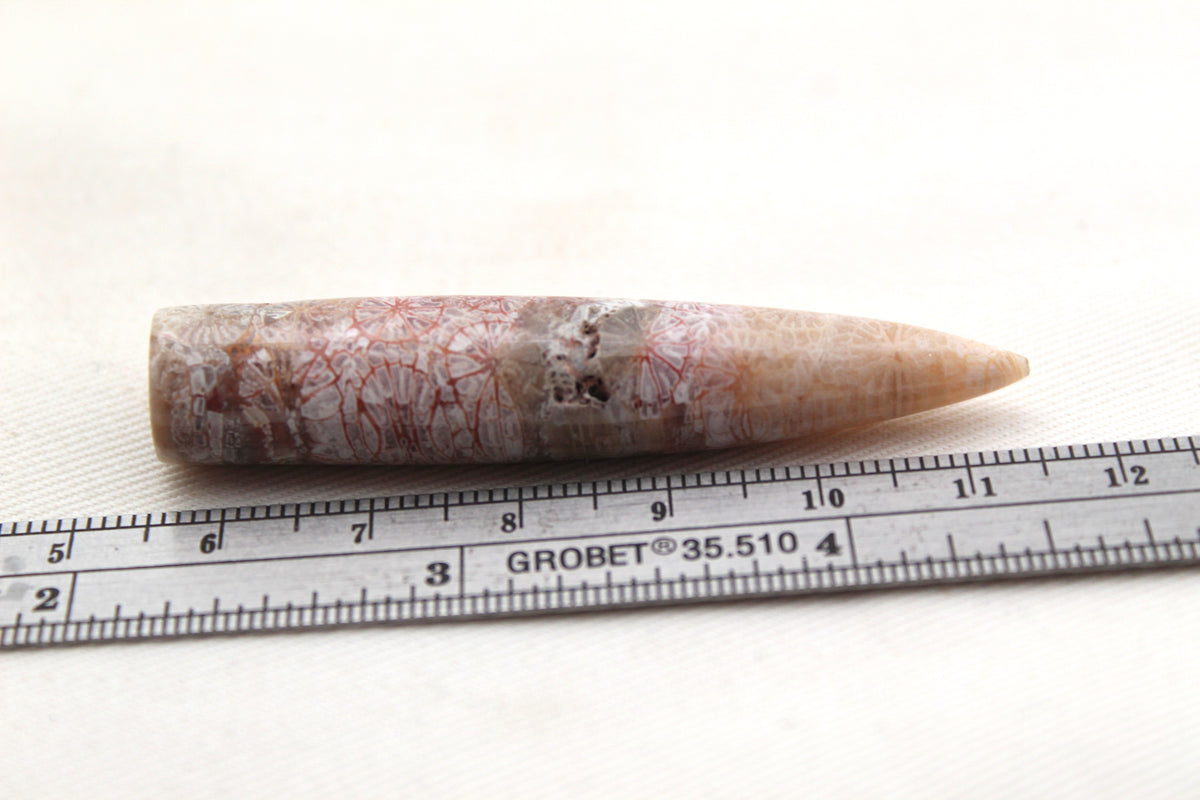 Pink beige Coral bullet Gemstone 60MM UNDRILLED
