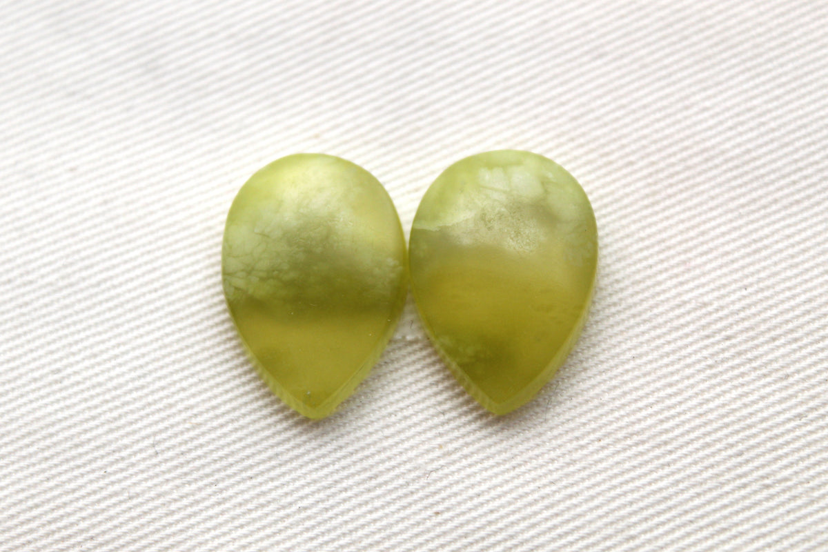 Vesuvianite Cabochon Pair Gemstone light green