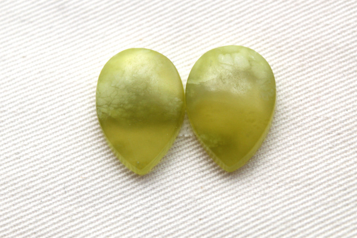 Vesuvianite Cabochon Pair Gemstone light green