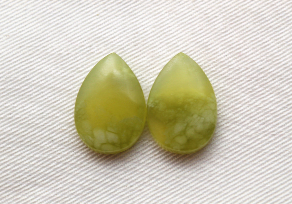 Vesuvianite Cabochon Pair Gemstone light green