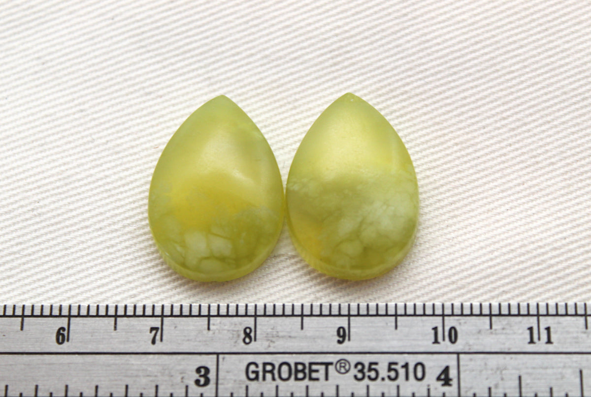 Vesuvianite Cabochon Pair Gemstone light green