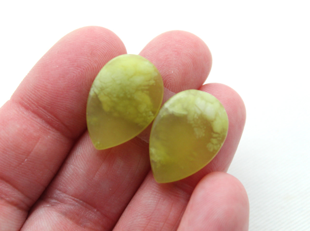 Vesuvianite Cabochon Pair Gemstone light green