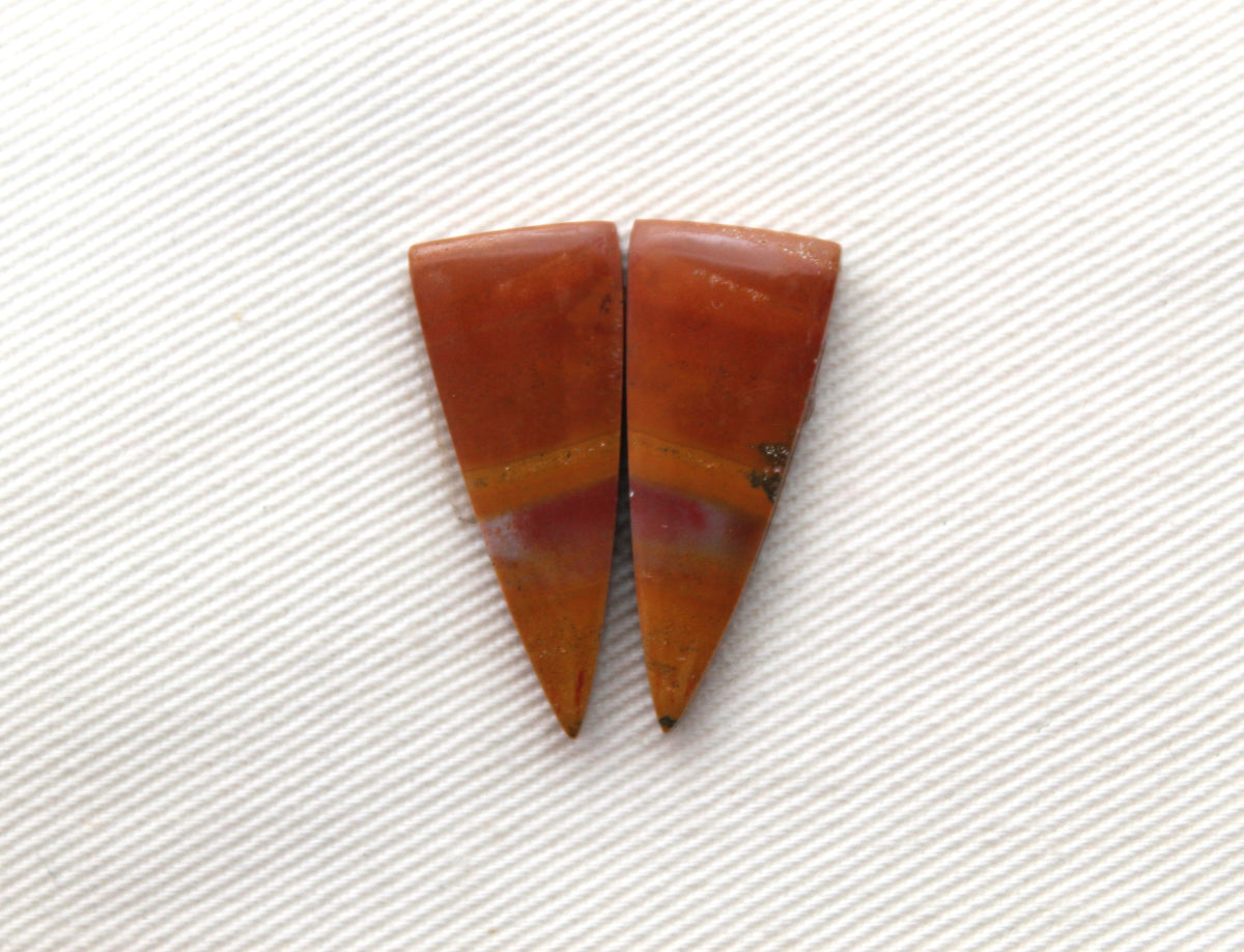 Paire de Cabochons Jaspe Australien marquise gris terre cuite