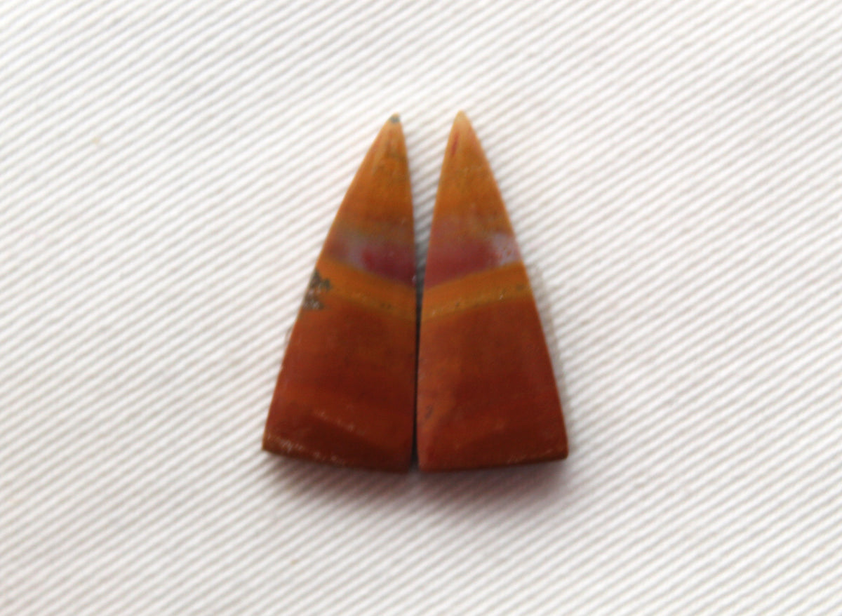Paire de Cabochons Jaspe Australien marquise gris terre cuite