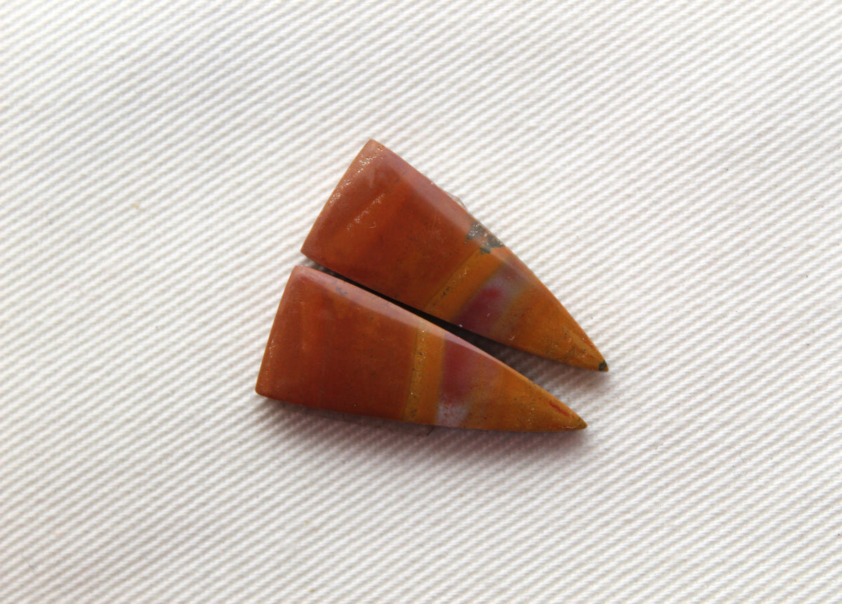 Paire de Cabochons Jaspe Australien marquise gris terre cuite