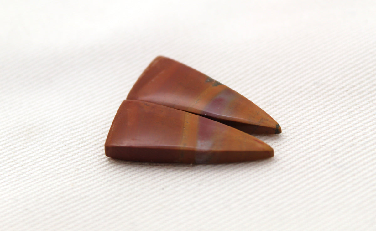 Paire de Cabochons Jaspe Australien marquise gris terre cuite